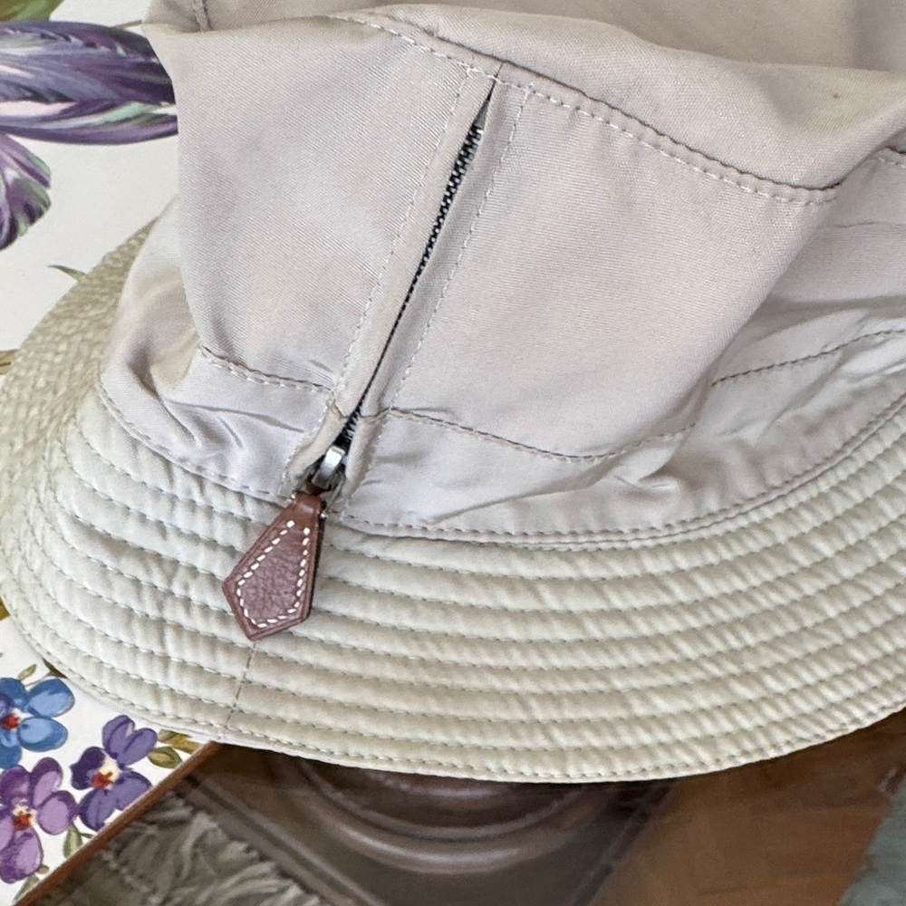 Hermes Cream Bucket Hat with Peach Lining - Picture 3 of 8